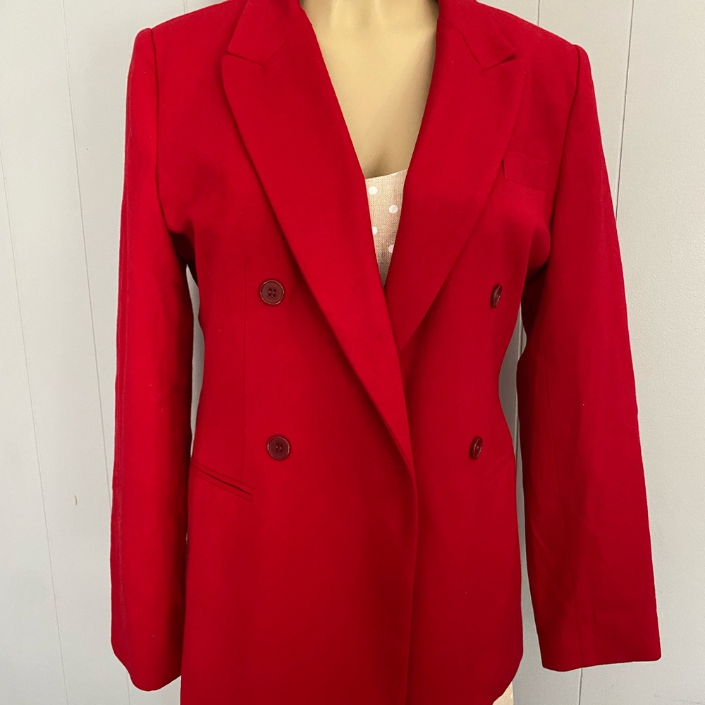 Saks Fifth Avenue Vibrant Red Double-Breasted Women's Blazer